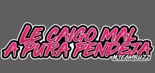 Sticker MINI - “Le caigo mal a puro pend*jo – #TeamBuzz” Rosa